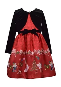 Baby Girls Long Sleeve Nutcracker Dress with Cardigan