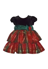 Baby Girls Short Sleeve Dress With Bow