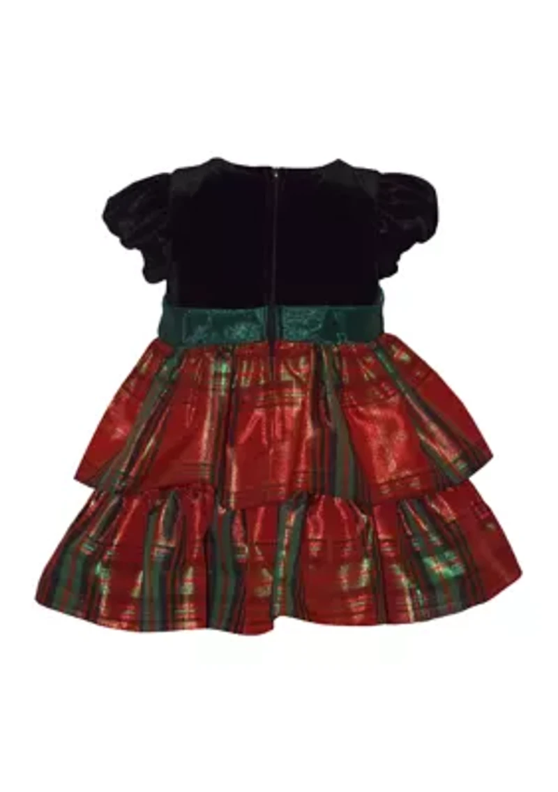 Baby Girls Short Sleeve Dress With Bow