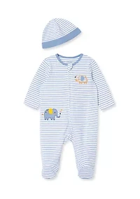 Baby Boys Elephant footie with Hat