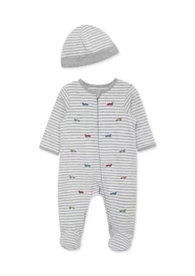 Baby Boys Race Cars Footie and Hat