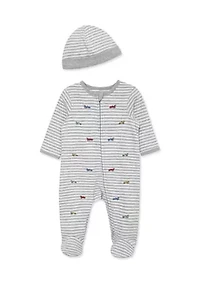 Baby Boys Race Cars Footie and Hat