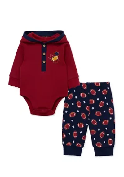 Baby Boys Football Printed Bodysuit and Pants Set