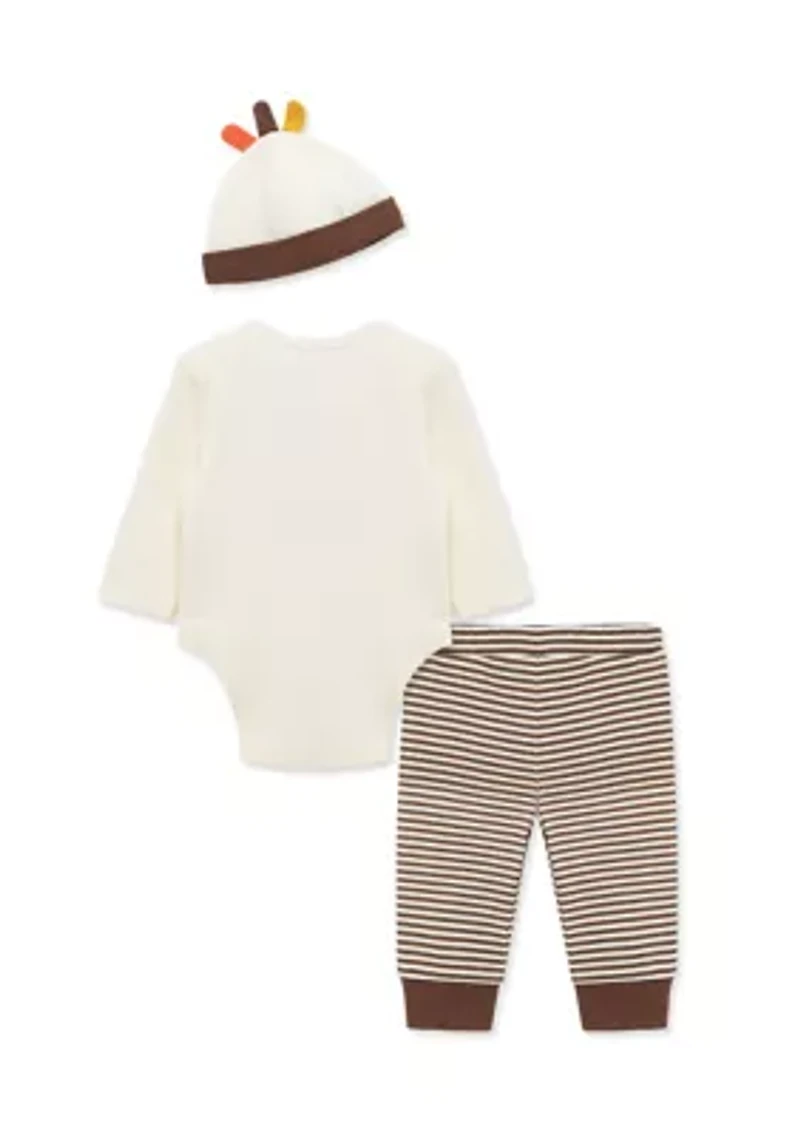 Baby Boys Turkey Bodysuit Set with Hat