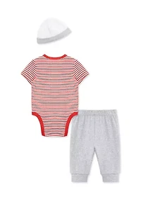 Baby Boys Baseball Bodysuit and Pants Set with Hat