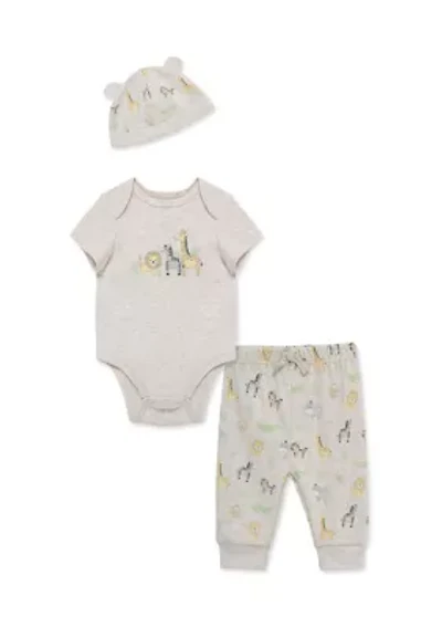 Baby Boys Jungle Bodysuit and Pants Set with Hat