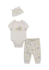 Baby Boys Jungle Bodysuit and Pants Set with Hat