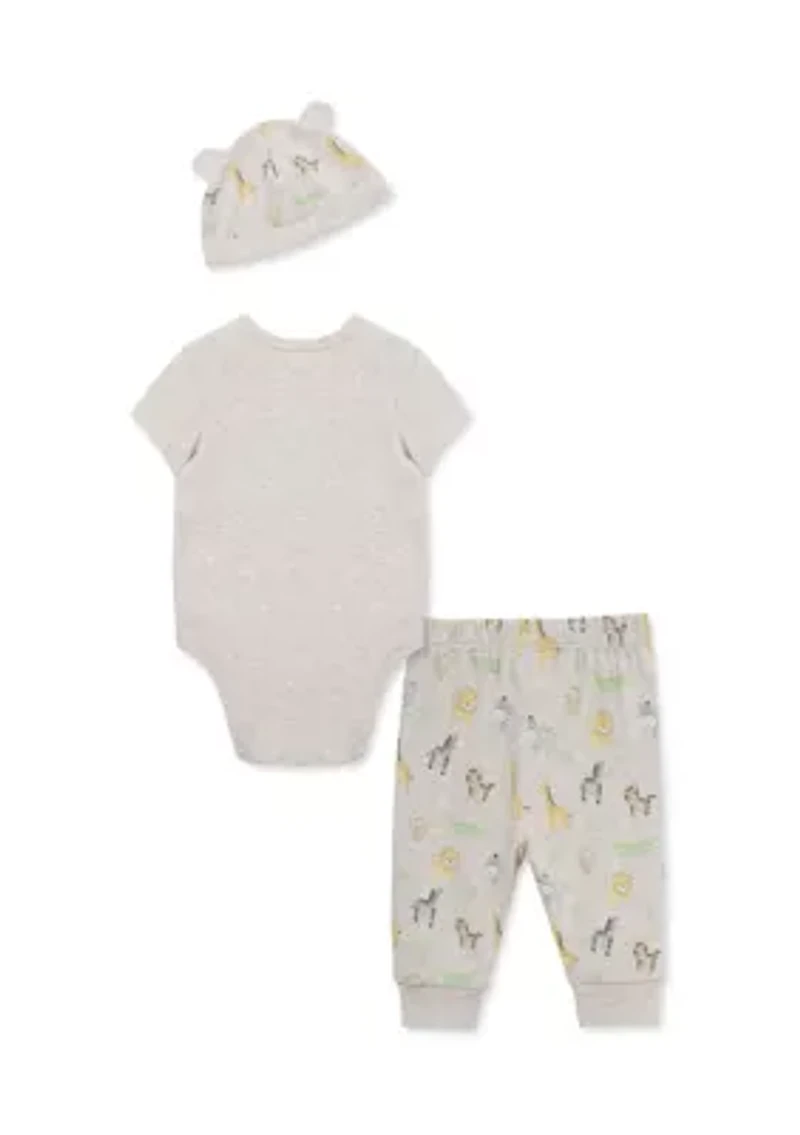Baby Boys Jungle Bodysuit and Pants Set with Hat