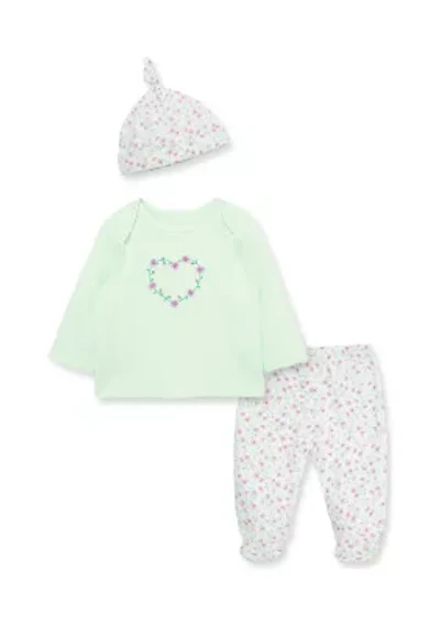 Baby Girls Floral Heart Set with Hat
