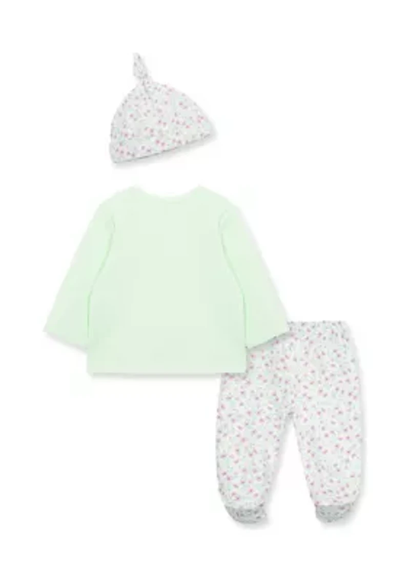Baby Girls Floral Heart Set with Hat
