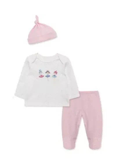Baby Girls Ballet Stars Printed Pants Set with Hat