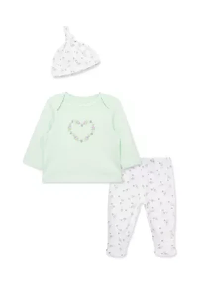 Baby Girls Floral Heart Set with Hat