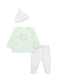 Baby Girls Floral Heart Set with Hat