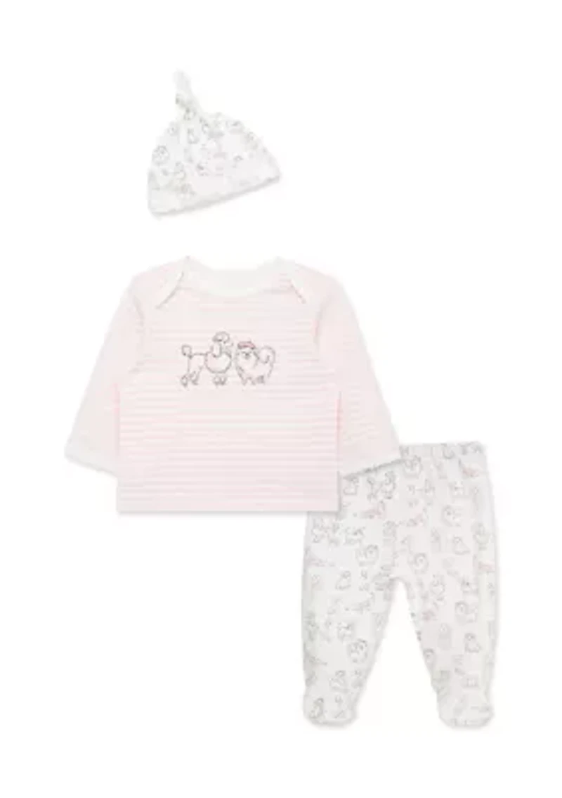 Baby Girls Paris Pups Set with Hat