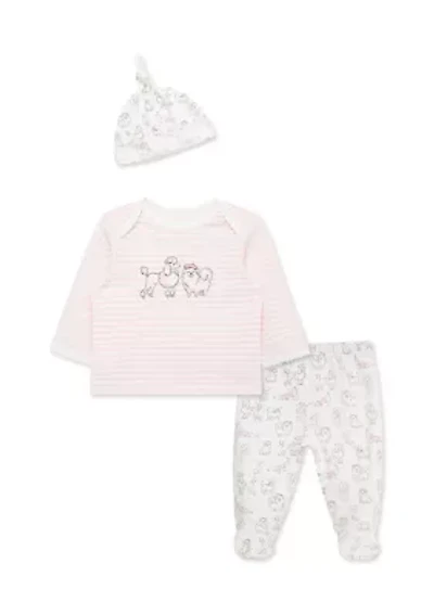 Baby Girls Paris Pups Set with Hat