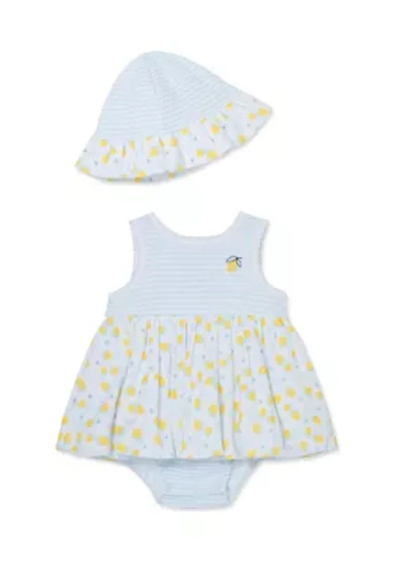 Baby Girls Lemons Popover Dress with Hat