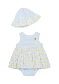 Baby Girls Lemons Popover Dress with Hat