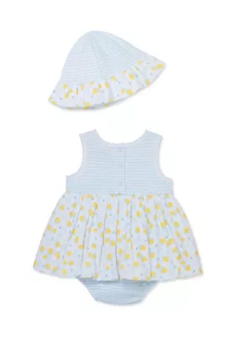 Baby Girls Lemons Popover Dress with Hat