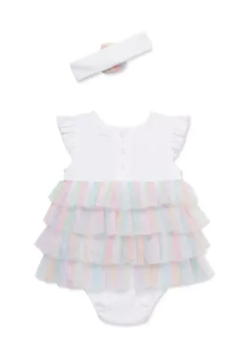 Baby Girls Rainbow Popover with Headband