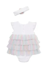 Baby Girls Rainbow Popover with Headband