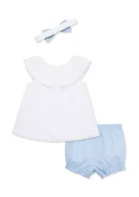 Baby Girls Floral Border Sunsuit with Headband