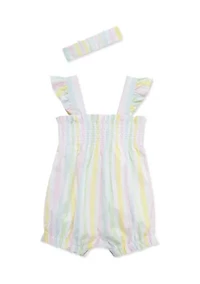 Baby Girls Candy Stripe Bubble with Headband