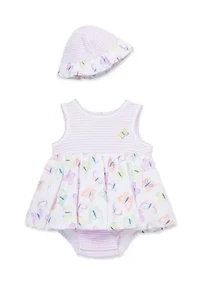 Baby Girls Butterflies Popover with Hat
