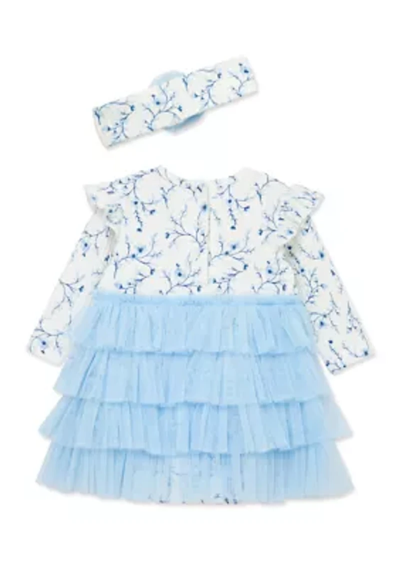 Baby Girls Blue Floral Tutu with Headband