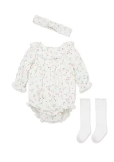 Baby Girls Rosebud Bubble with Headband and Socks