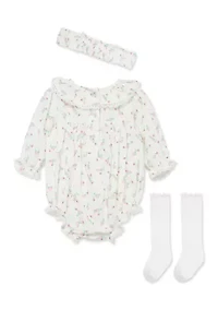 Baby Girls Rosebud Bubble with Headband and Socks