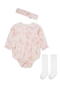 Baby Girls Rose Vine Bubble with Headband and Socks