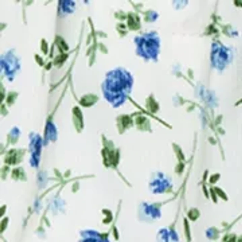 Baby Girls Blue Floral Bubble with Headband and Socks