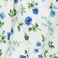 Baby Girls Blue Floral Bubble with Headband and Socks