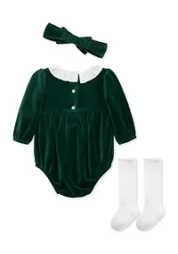 Baby Girls Bows Bubble Set with Headband and Socks