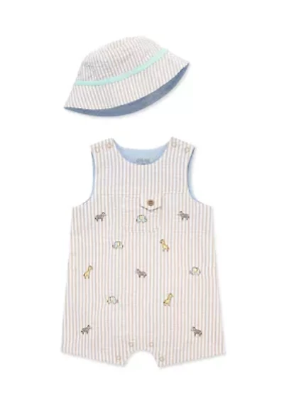 Baby Boys Safari Sunsuit and Hat
