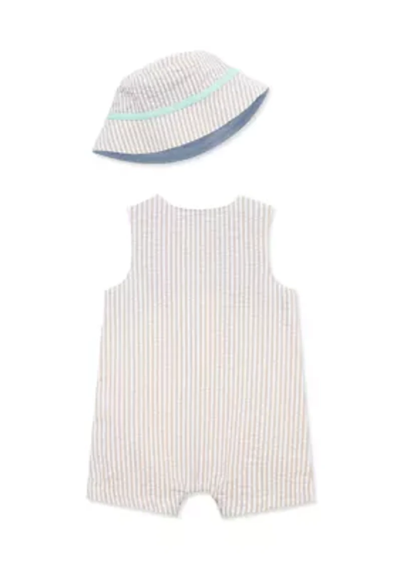 Baby Boys Safari Sunsuit and Hat