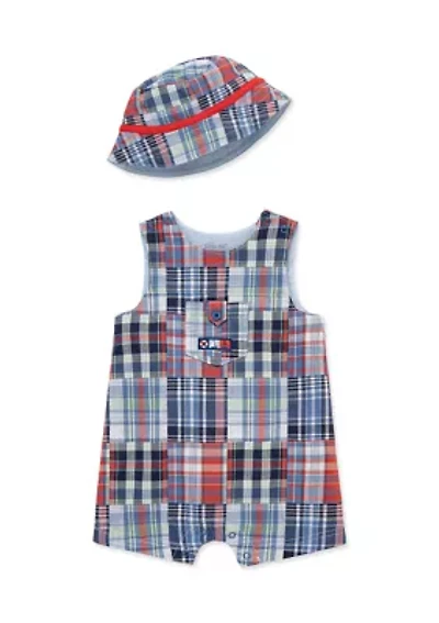 Baby Boys Patch Sunsuit and Hat