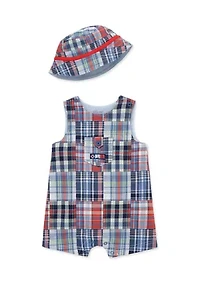 Baby Boys Patch Sunsuit and Hat