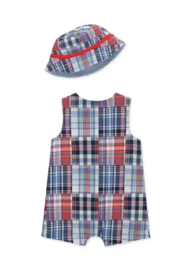 Baby Boys Patch Sunsuit and Hat