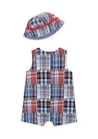 Baby Boys Patch Sunsuit and Hat