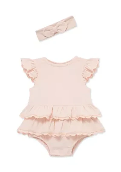Baby Girls Seashell Lace Bubble Set with Headband
