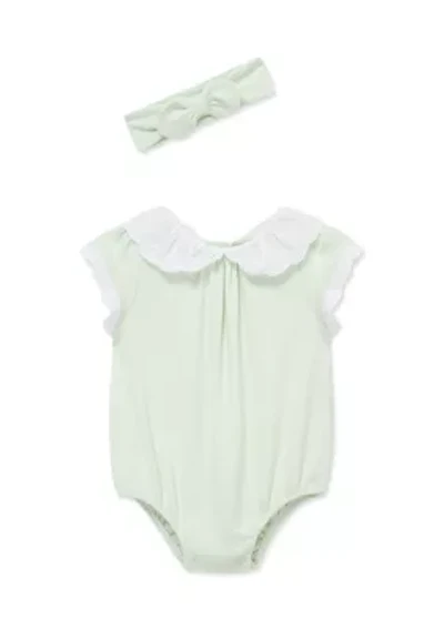 Baby Girls Eyelet Bubble Set with Headband