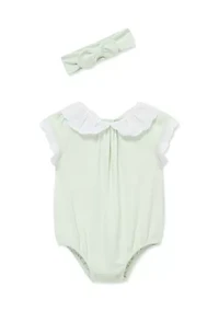 Baby Girls Eyelet Bubble Set with Headband