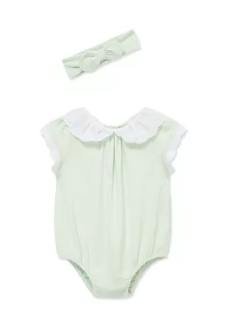 Baby Girls Eyelet Bubble Set with Headband
