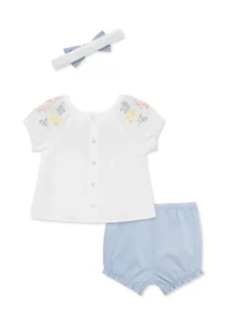 Baby Girls Sunsuit Headband Set