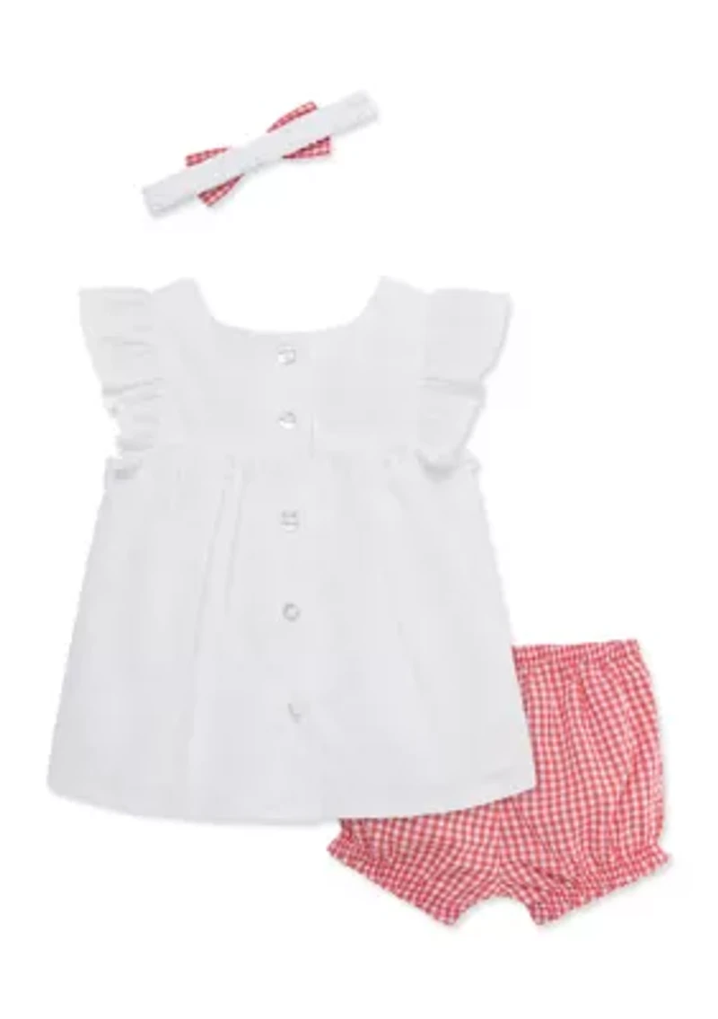 Baby Girls Strawberry Sunsuit and Headband Set