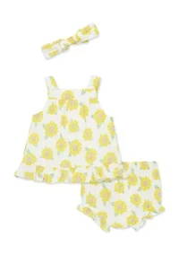 Baby Girls Sunflower Sunsuit and Headband Set