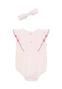 Baby Girls Tiny Flowers One Piece and Headband Set