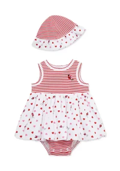 Baby Girls Ladybugs Popover and Hat