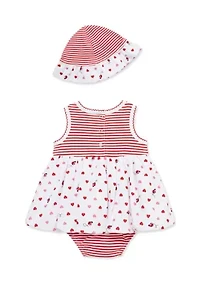 Baby Girls Ladybugs Popover and Hat